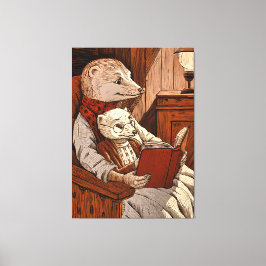 Lienzo Furet lisant un libre à un jeune furet