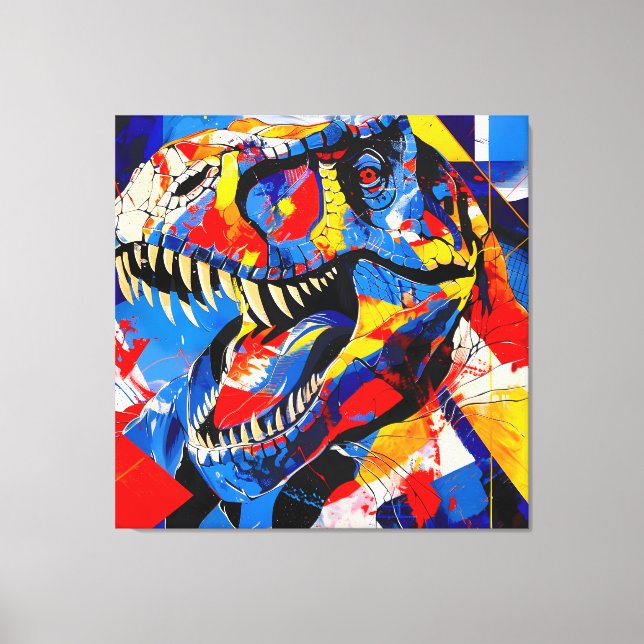 Lienzo Fusión de dinosaurios T-rex de Wild Retro (Anverso)