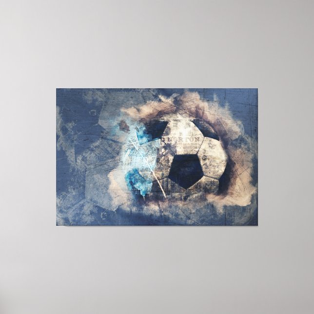 Lienzo Fútbol abstracto azul grunge (Anverso)