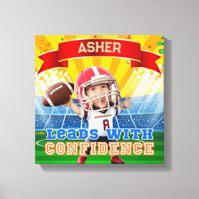 Lienzo Fútbol Americano de Foto Personalizada Quarterback (Anverso)