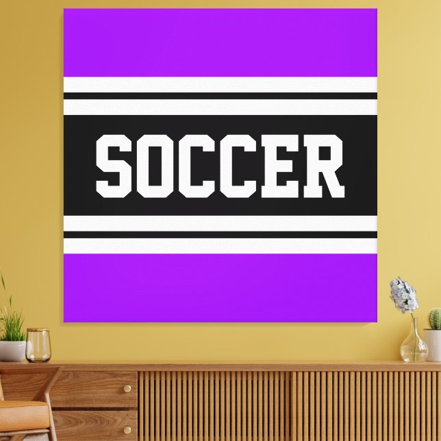 Lienzo FÚTBOL Brillante Púrpura Tiras de Carreras Blanco  (Insitu (Sala de estar))