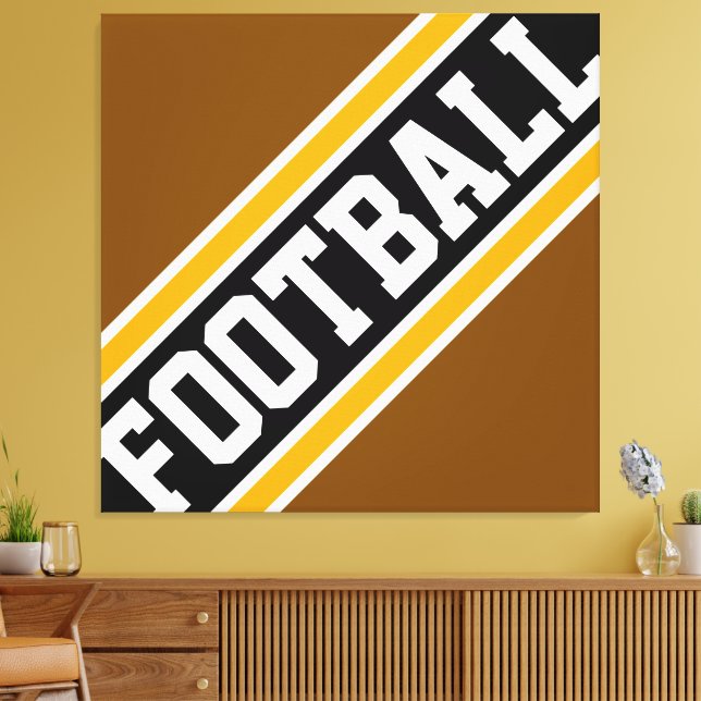 Lienzo FÚTBOL Negro Marrón Naranja Rayas Atléticas (Insitu (Sala de estar))