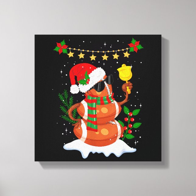 Lienzo Fútbol Snowman Santa Hat Feliz Navidad (Anverso)