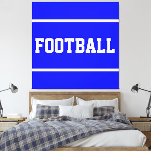 Lienzo FÚTBOL Texto en Negrita Azul Real Brillante Rayas
