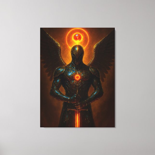 Lienzo Futuristischer Erzengel des Glutreichs mit Schwert (Anverso)