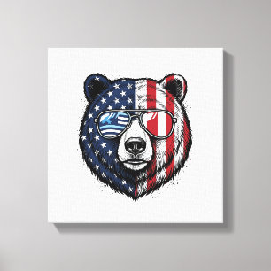 Lienzo Gafas de sol del oso patriótico Camiseta de vector