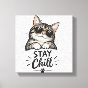 Lienzo Gafas de sol Stay Chill Cat – Diseño de amante de 