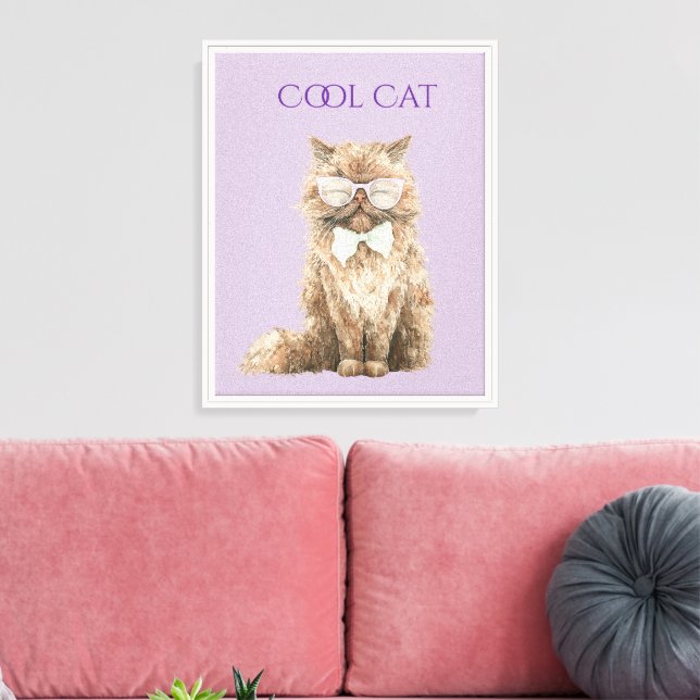 Lienzo Gafas Mint Purple Brown Cool Cat   (Insitu (Sala de estar))