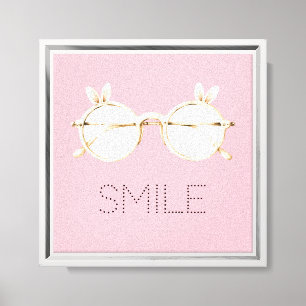 Lienzo Gafas sonrientes de orejas de conejo blancas y ros