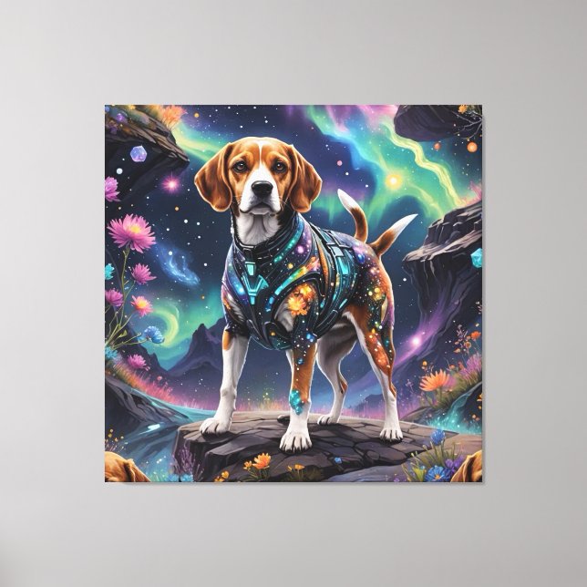 Lienzo „Galaktischer Beagle: Kosmischer Lauf“ (Anverso)