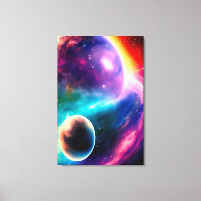 Lienzo Galaxia arcoiris Planeta púrpura tela estirada (Anverso)