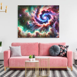 Lienzo Galaxia cósmica colorida con nebulosa radiante
