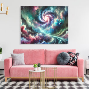 Lienzo Galaxia Espiral Nebulosa Cósmica Colorida y Estrel