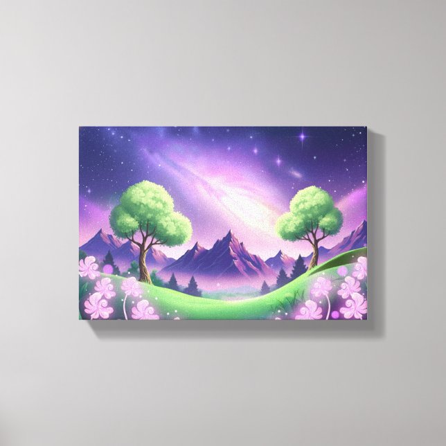Lienzo Galaxia morada soñadora nocturna (Anverso)
