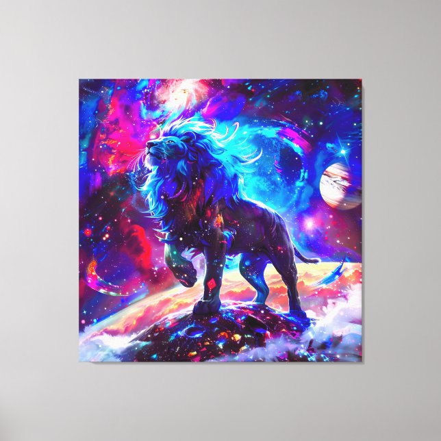 Lienzo Galaxy Lion Blue (Anverso)