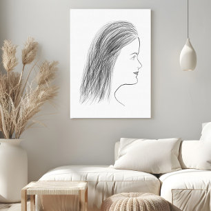 Lienzo Galería de pared de perfil de mujer en negro y bla
