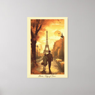 Lienzo Galería de pared de romance dorado de París estéti