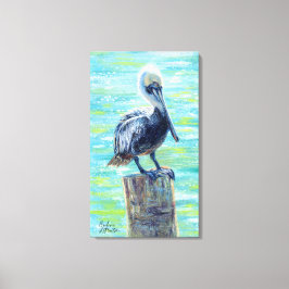 Lienzo Galería "Pelican en un polo" Imprimir tela envuelt
