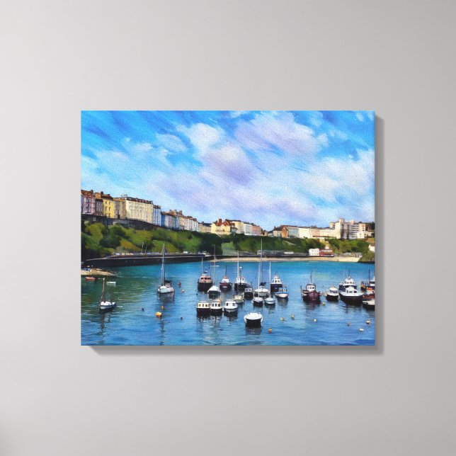 Lienzo Gales, puerto de Tenby (Anverso)