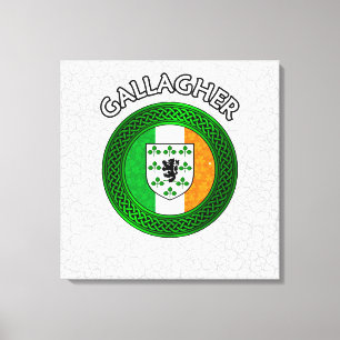 Lienzo Gallagher Escudo y Knot celta en Shamrock