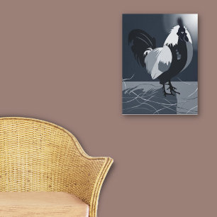 Lienzo Gallo Pájaro País Animal Azul Oscuro Cocina