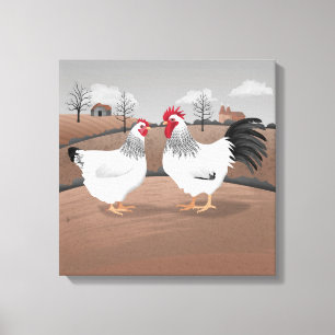 Lienzo Gallo y gallina