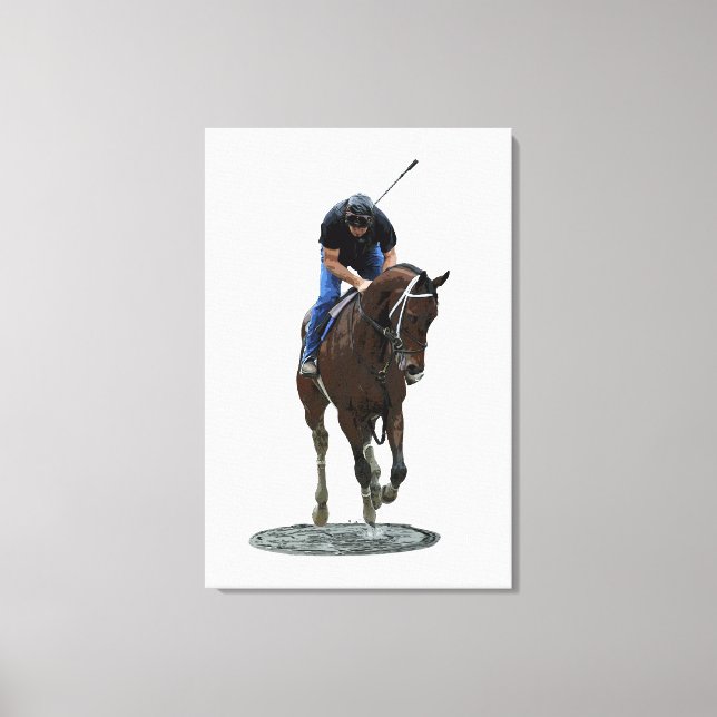 Lienzo Galloping Thoroughbred Horse Stretch Canvas Print (Anverso)