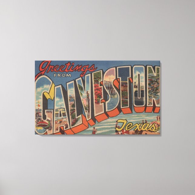 Lienzo Galveston, Texas - Escenas de letras grandes 2 (Anverso)