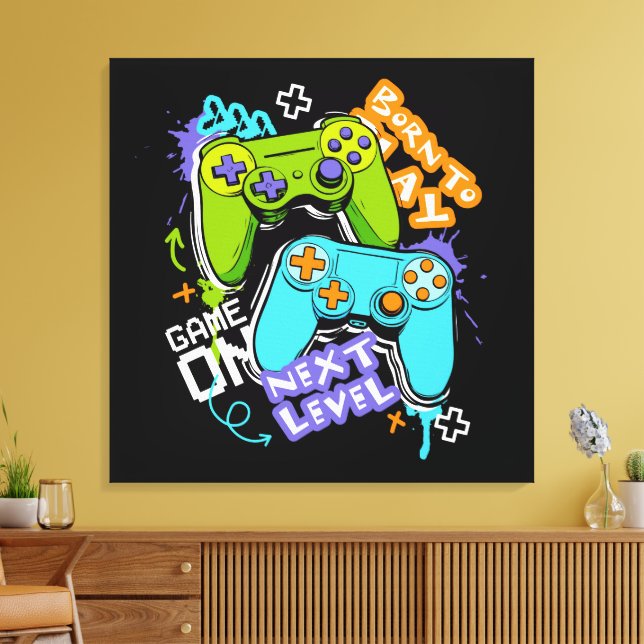 Lienzo Game controllers Graffiti  Gaming Born To Play  (Insitu (Sala de estar))