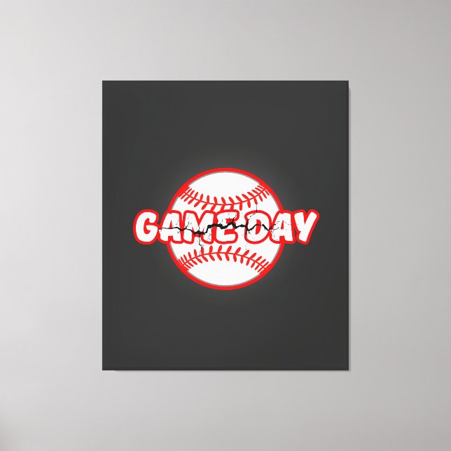 Lienzo Game Day Cracked Baseball Sports Graphic (Anverso)