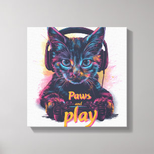Lienzo Gamer Cat Sube de Nivel