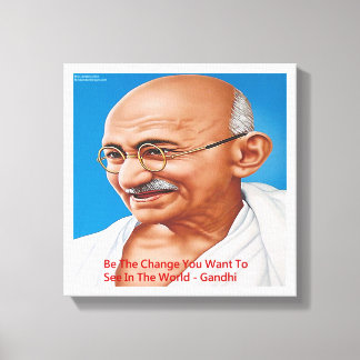 Lienzo Gandhi y Be The Change Quote Canvas Print