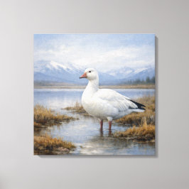 Lienzo Ganso de nieve de vida silvestre lago de montaña