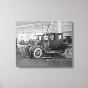 Lienzo Garaje de Reparación de Autos, 1926. Foto Antigua