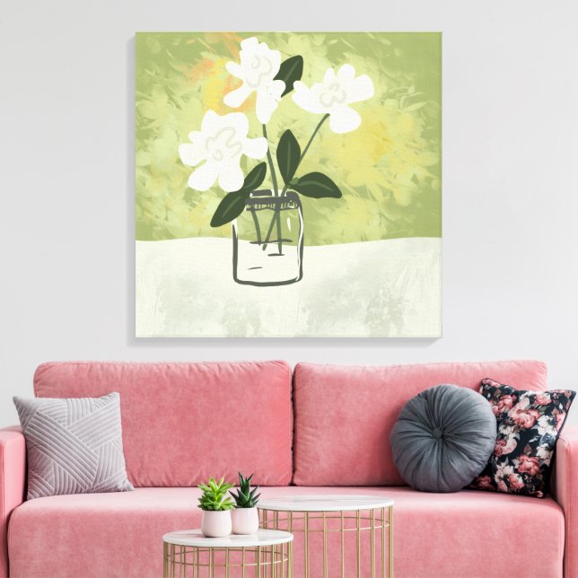 Lienzo Gardenia Flores florece fondo Personalizado (Insitu (Sala de estar))