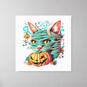 Lienzo Gata Momia Divertida Halloween