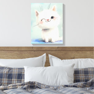 Lienzo Gatito blanco lindo