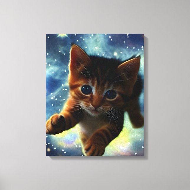 Lienzo Gatito corriendo en el espacio (Anverso)