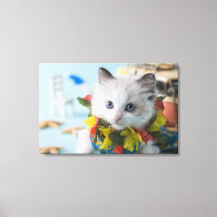 Lienzo Gatito de la muñeca de trapo y vacaciones de