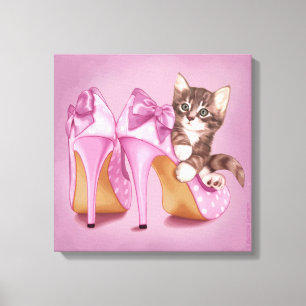 Lienzo Gatito en zapato morado