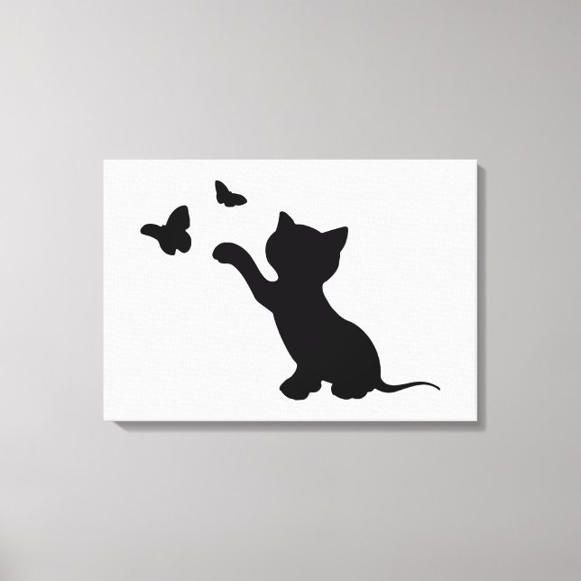 LIENZO GATITO JUGANDO CON MARIPOSAS (Anverso)