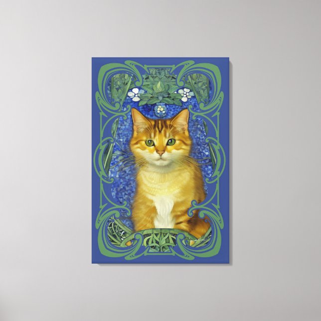 Lienzo Gatito lindo en estilo Art Nouveau vintage (Anverso)
