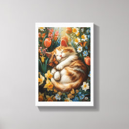 Lienzo Gatito lindo en las flores de primavera - Día perf