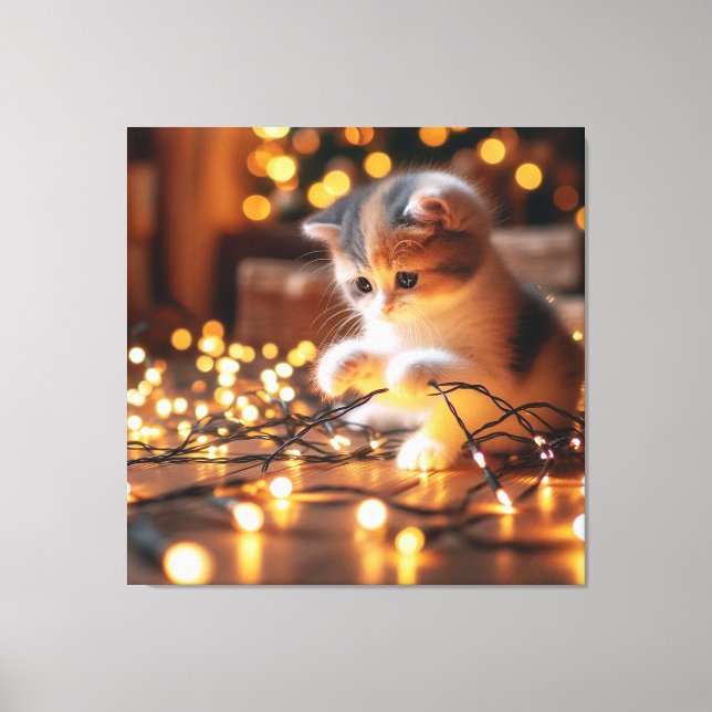 Lienzo gatito y luces (Anverso)