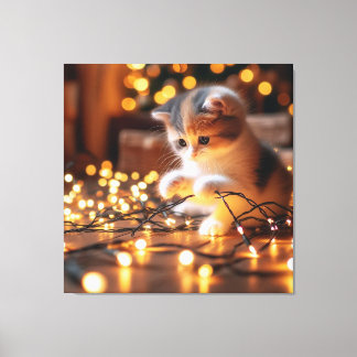 Lienzo gatito y luces