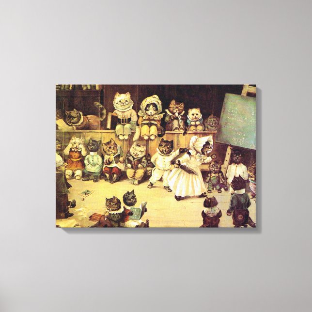 Lienzo Gatitos de la escuela de un gato, Louis Wain (Anverso)