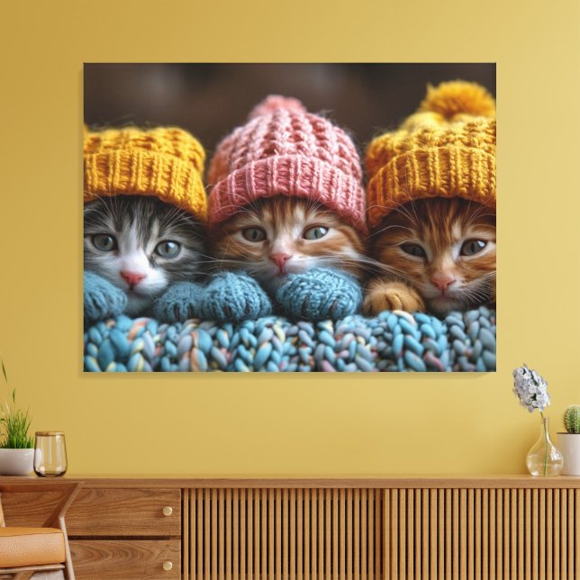 Lienzo gatitos en gorras lobo (Insitu (Sala de estar))