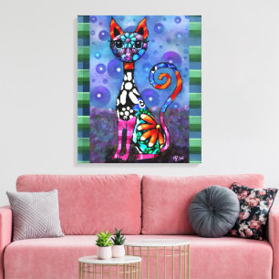Lienzo Gato abstracto caprichoso y funky de ojos grandes