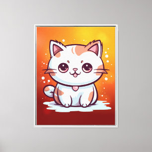 Lienzo Gato adorable clipart estilo Kawaii