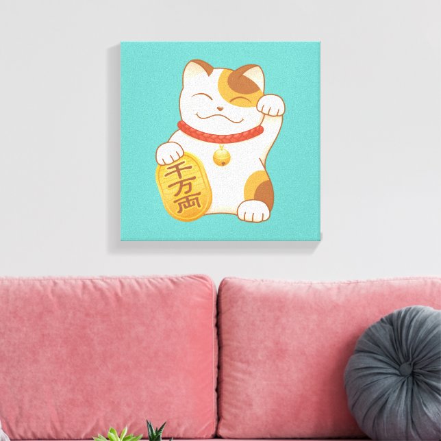 Lienzo Gato Afortunado Japonés, Maneki Neko Buena Fortuna (Insitu (Sala de estar))